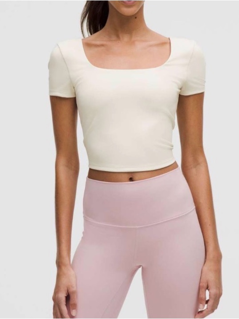 Lululemon Wunder Under Smooth Cover Square Neck Short Sleeve Ivory 4